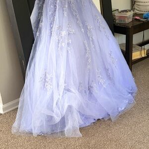 Elegant Lavender Gown with Floral Details